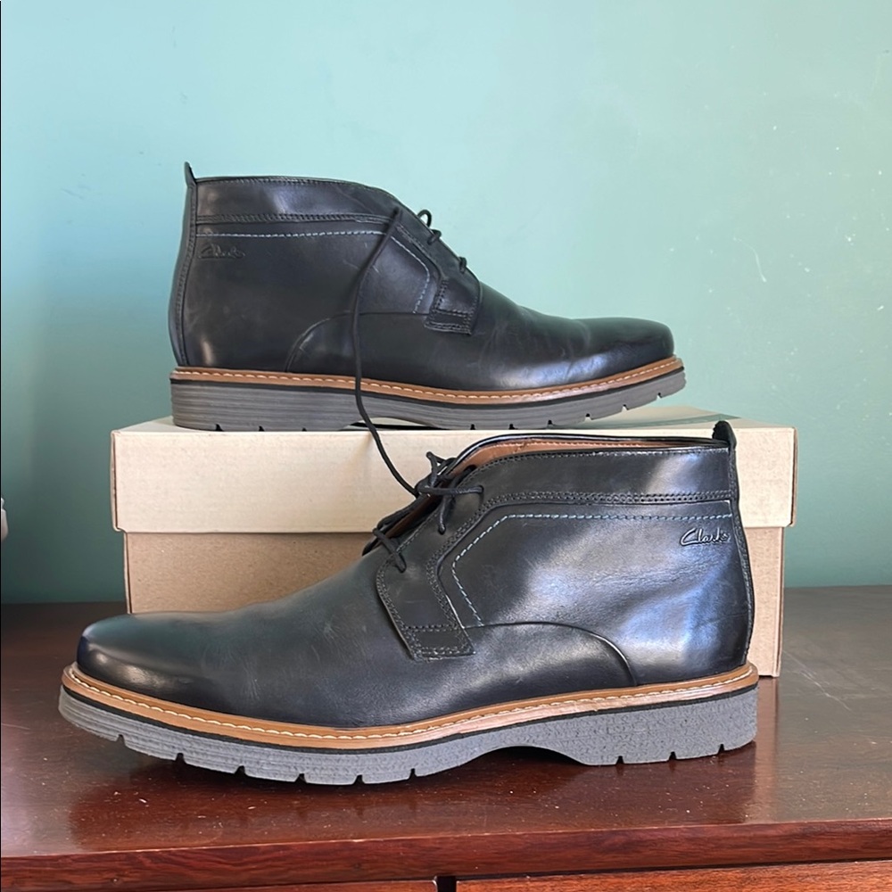 Clarks Men's Newkirk Black Leather Shoes (New w/ Box)